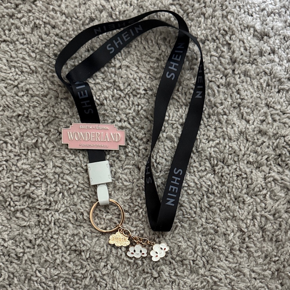 SHEIN Black and Pink Lanyard